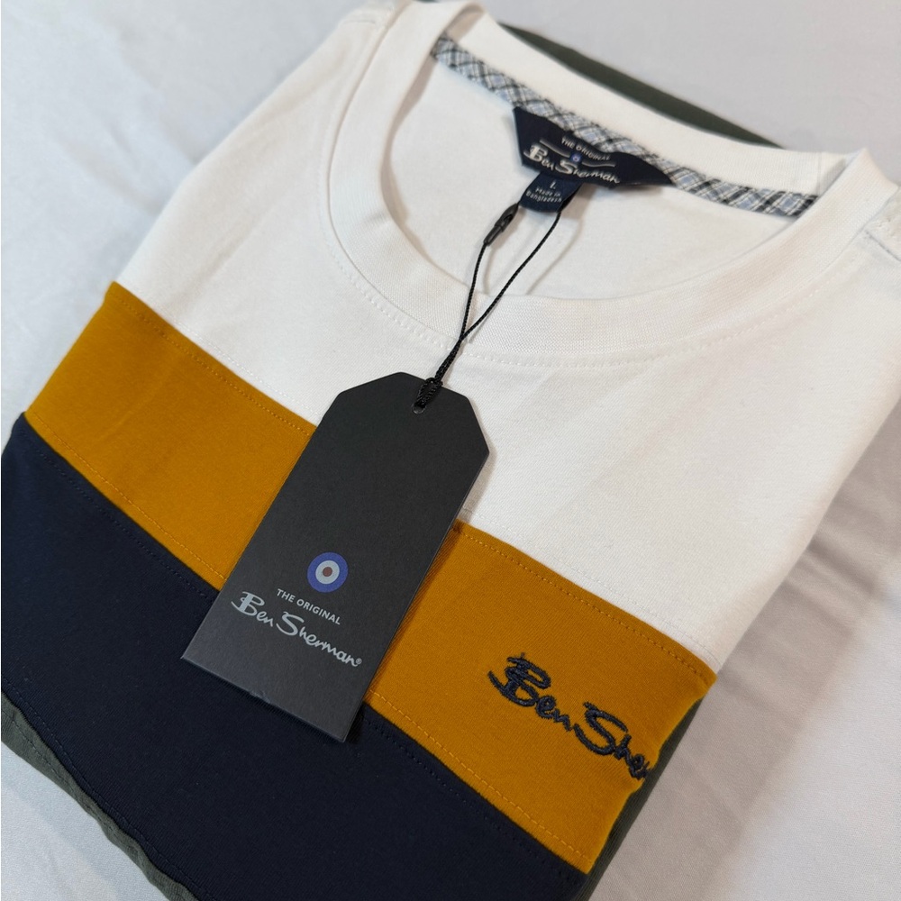 Ben Sherman Colorblock Tee -‎ White, Gold, Black, Green